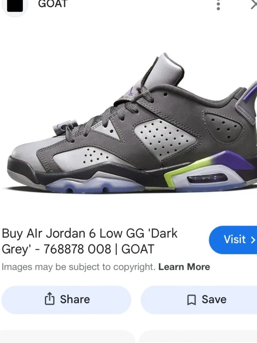 Air Jordan 6 low “GG dark grey”
